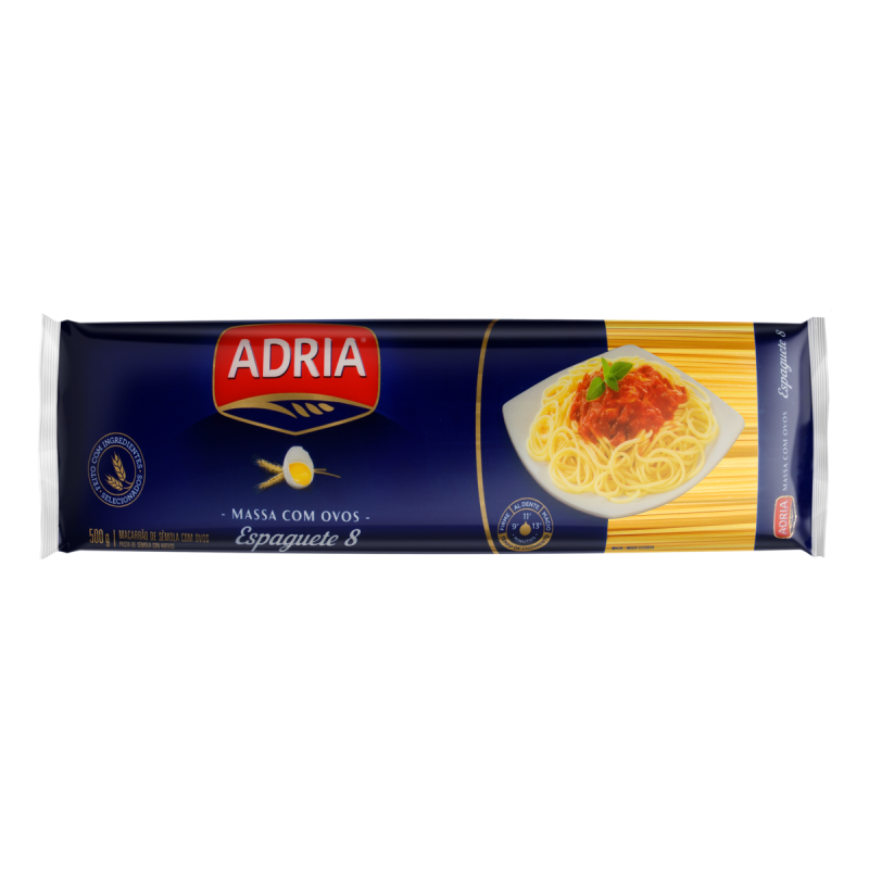Macarrão com Ovos Espaguete Nº 8 ADRIA Pacote 500g
