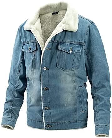 Litads Plus veludo gola de pele jaqueta jeans masculina casual gola virada para baixo jaquetas de algodão masculinas nova jaqueta jeans quente de inverno masculina (cor: azul claro, tamanho: Ásia XXL 75-85 kg)