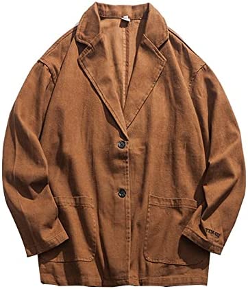 Blazer casual masculino de cor sólida lapela simples cardigã com dois botões jaqueta de terno de algodão