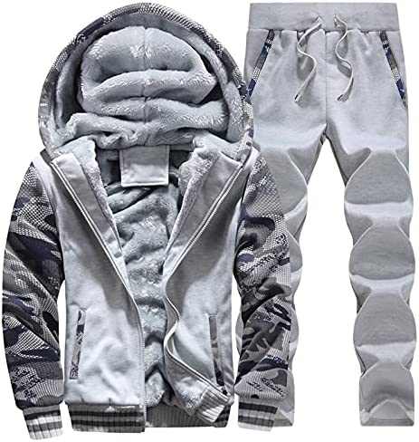 Conjuntos de inverno masculinos plus size jaqueta camuflada calças grossa plus veludo suéter quente roupa esportiva roupa de chuva para homens
