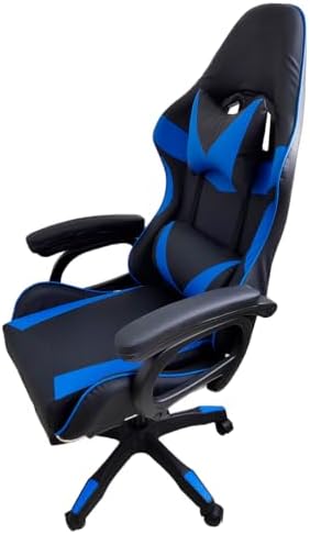 DECORPLACE Cadeira Escritorio Gamer Estofada Couro Sintetico Azul
